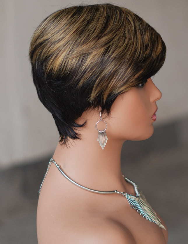 Machine made pixie cut wig---JK9149---#P1B/27---pay 1 get 2