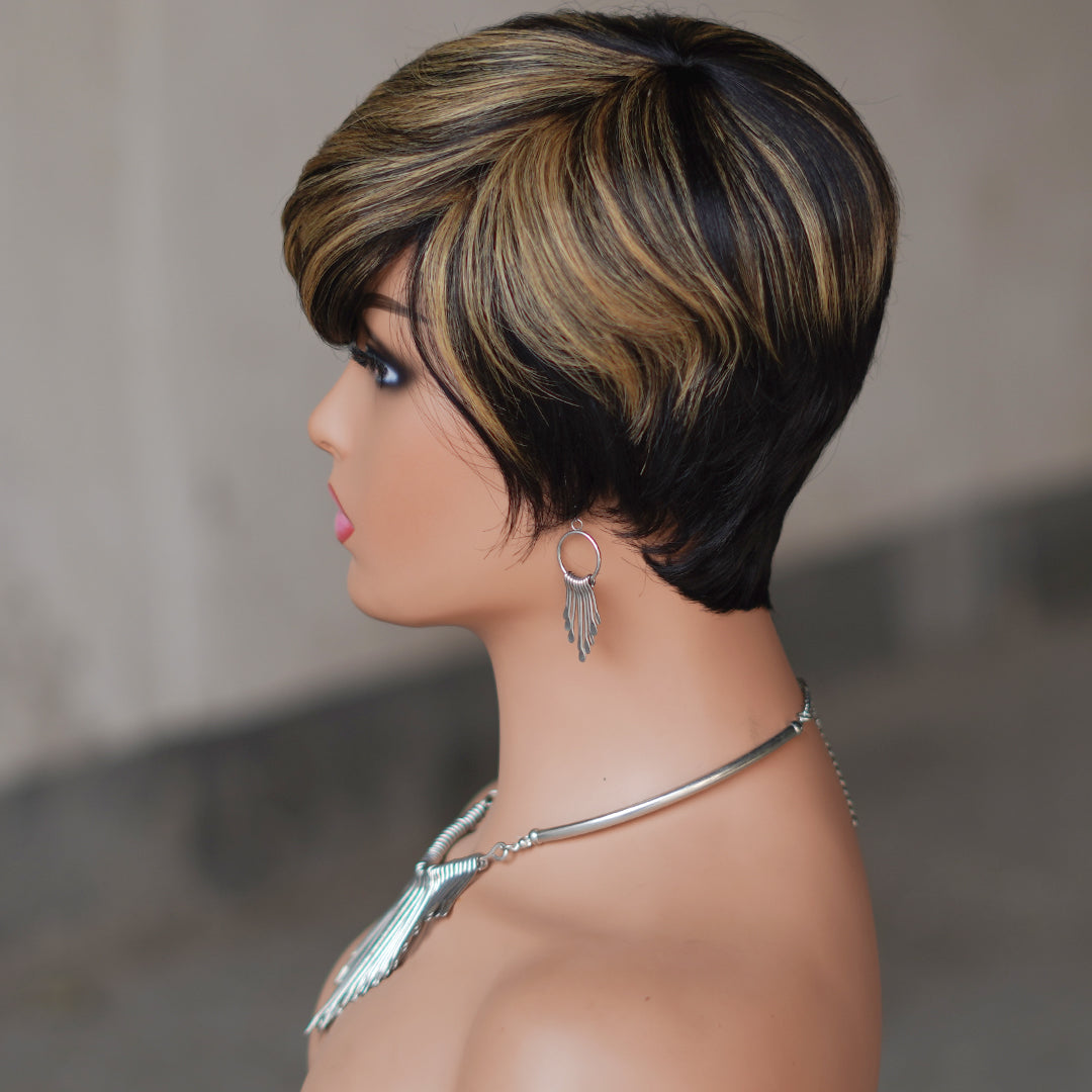 Machine made pixie cut wig---JK9149---#P1B/27---RMB 58