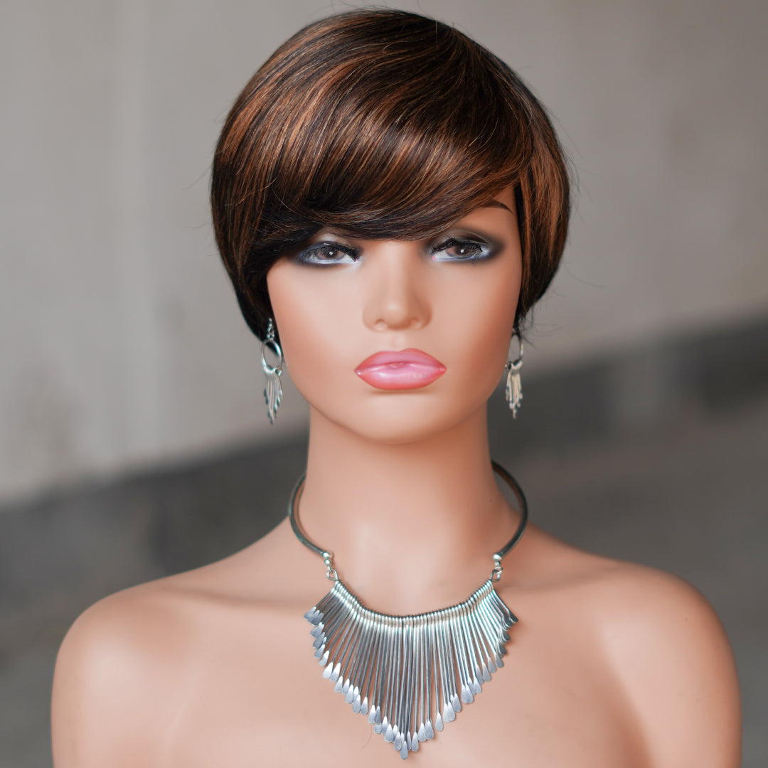 Machine made pixie cut wig---JK9149---#P1B/30---RMB 58