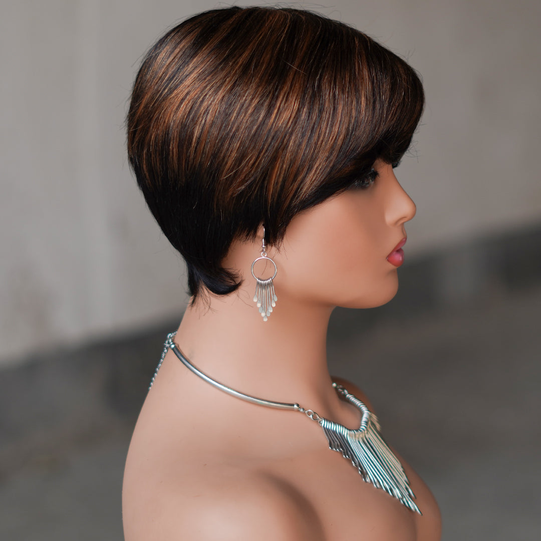 Machine made pixie cut wig---JK9149---#P1B/30---RMB 58