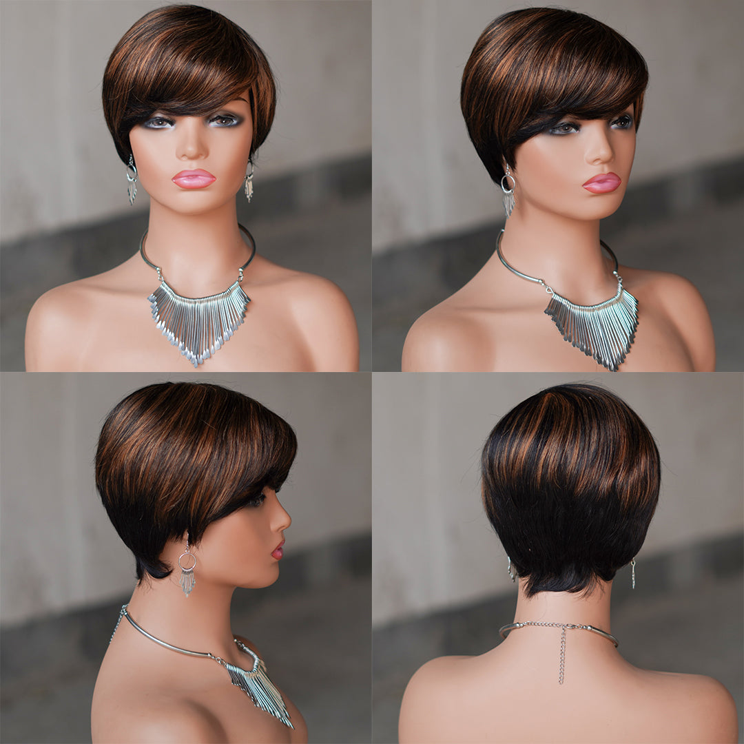 Machine made pixie cut wig---JK9149---#P1B/30---RMB 58