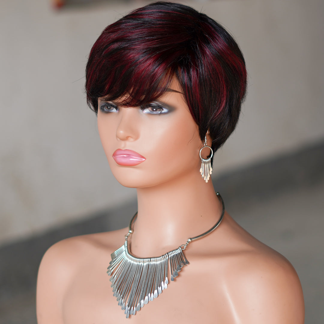 Machine made pixie cut wig---JK9149----#P1B/99---RMB 58