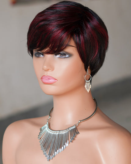 Machine made pixie cut wig---JK9149----#P1B/99---pay 1 get 2