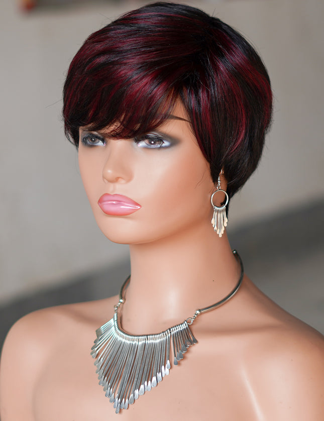 Machine made pixie cut wig---JK9149----#P1B/99---pay 1 get 2