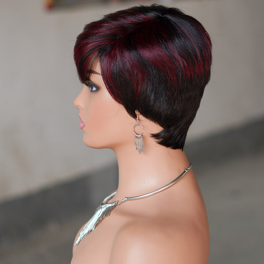 Machine made pixie cut wig---JK9149----#P1B/99---RMB 58