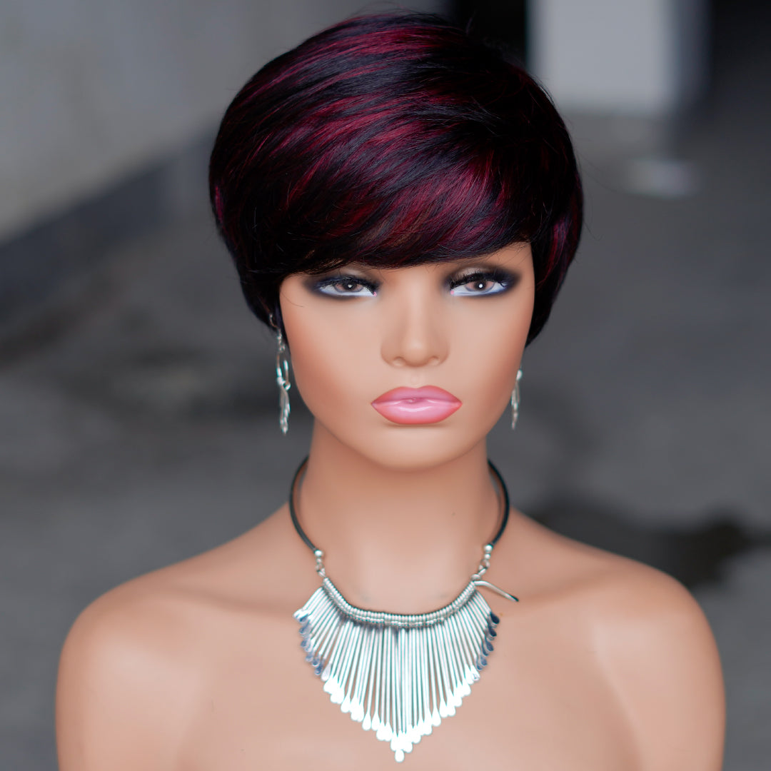 Machine made pixie cut wig---JK9149----#P1B/99---RMB 58