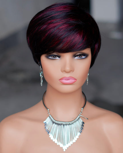 Machine made pixie cut wig---JK9149----#P1B/99---pay 1 get 2
