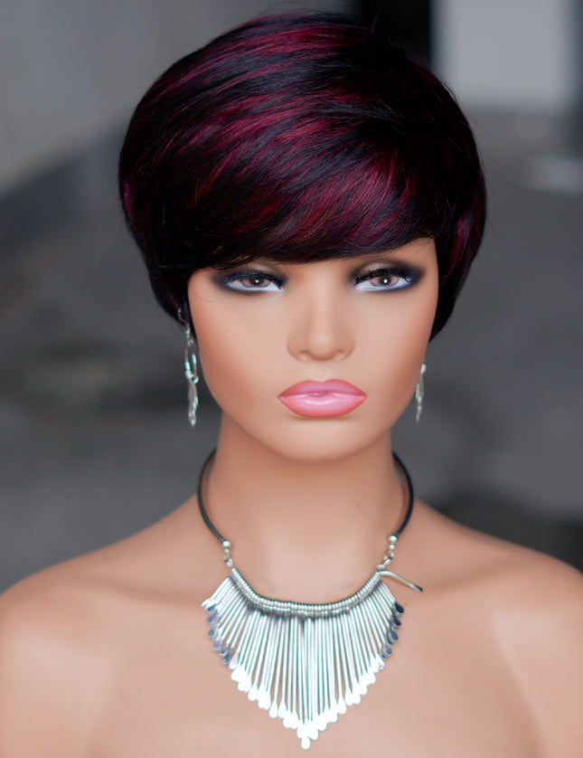 Machine made pixie cut wig---JK9149----#P1B/99---pay 1 get 2