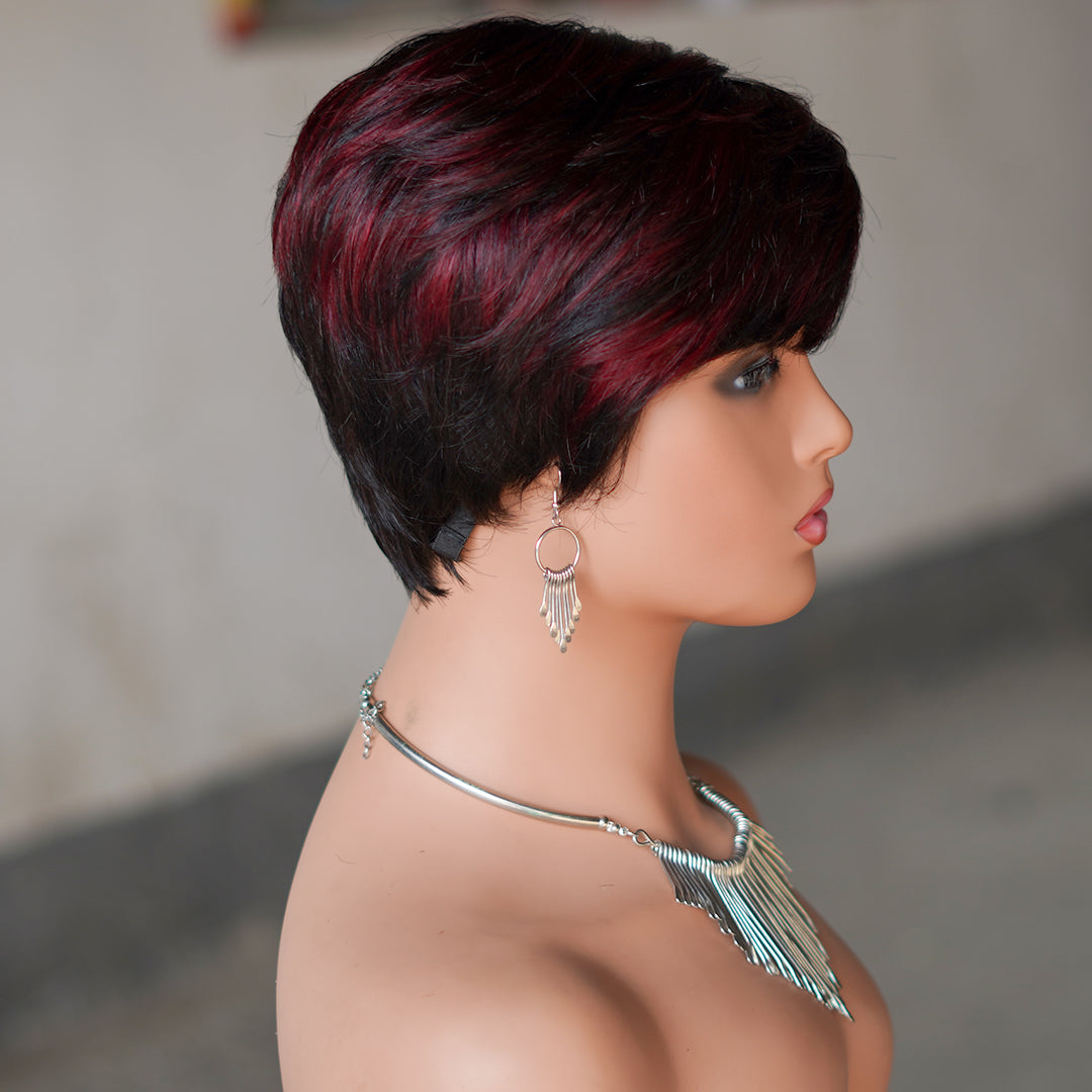 Machine made pixie cut wig---JK9149----#P1B/99---RMB 58