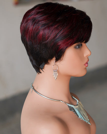 Machine made pixie cut wig---JK9149----#P1B/99---pay 1 get 2