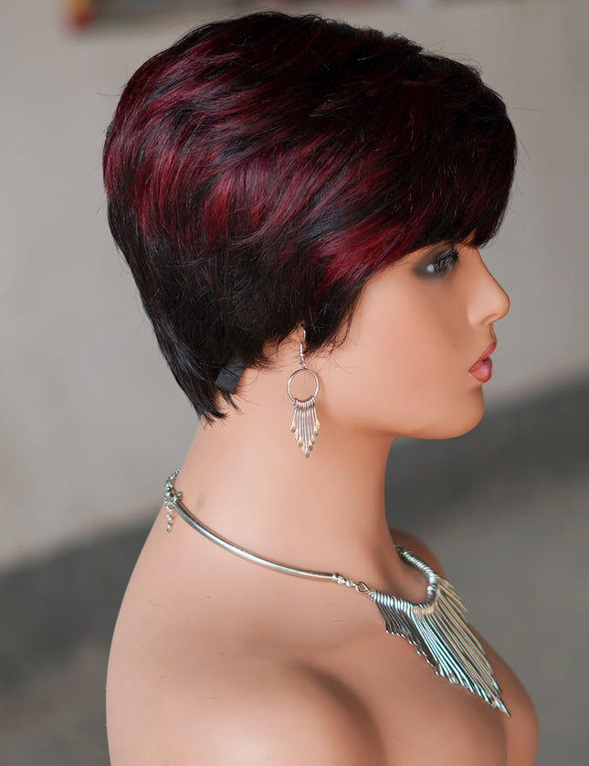 Machine made pixie cut wig---JK9149----#P1B/99---pay 1 get 2