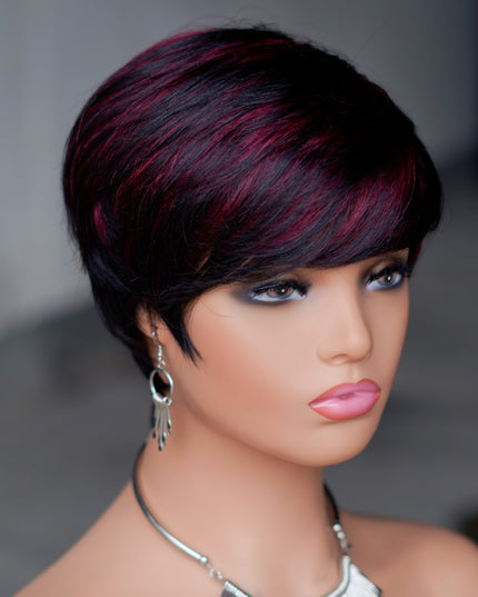 Machine made pixie cut wig---JK9149----#P1B/99---pay 1 get 2