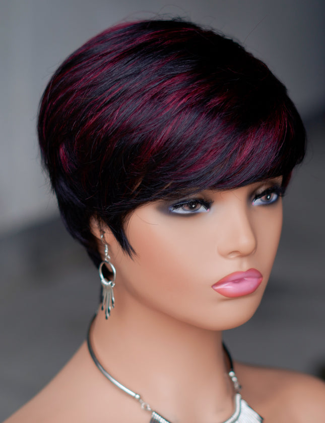 Machine made pixie cut wig---JK9149----#P1B/99---pay 1 get 2