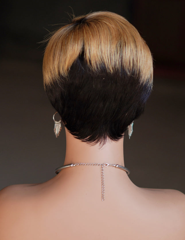 Machine made pixie cut wig---JK9149----#T1B/27---pay 1 get 2