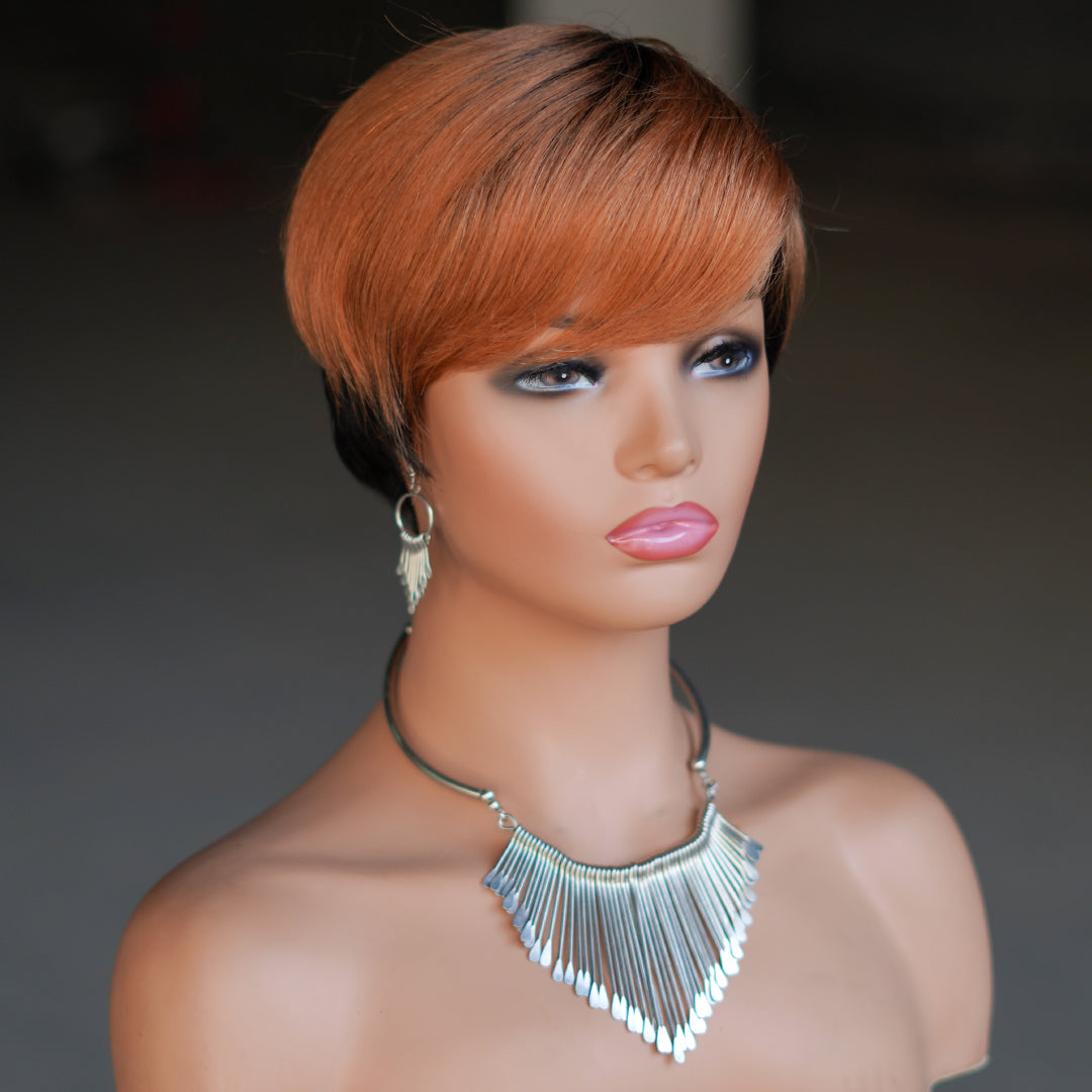 Machine made pixie cut wig---9149---#T1B/30---RMB 58