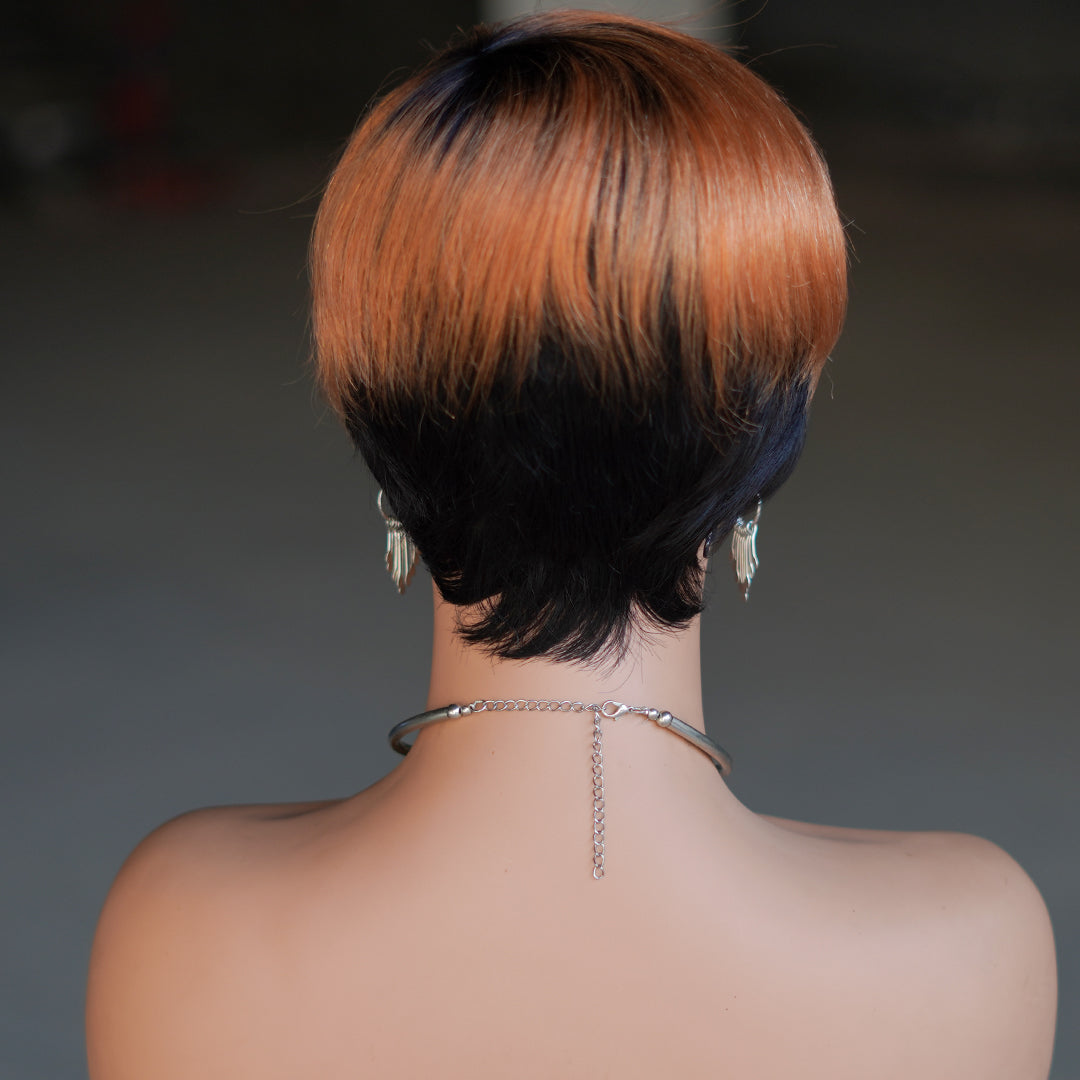 Machine made pixie cut wig---9149---#T1B/30---RMB 58