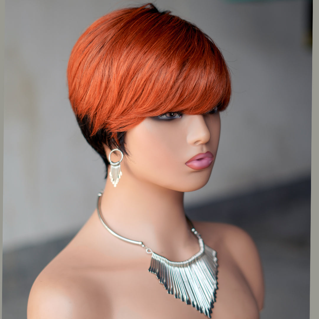 Machine made pixie cut wig--JK9149---#T1B/350 Color---RMB 58