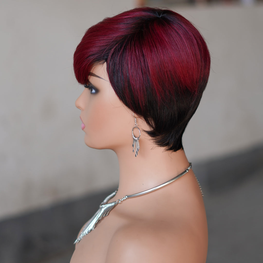 Machine made pixie cut wig---JK9149-#T1B/99---RMB 58