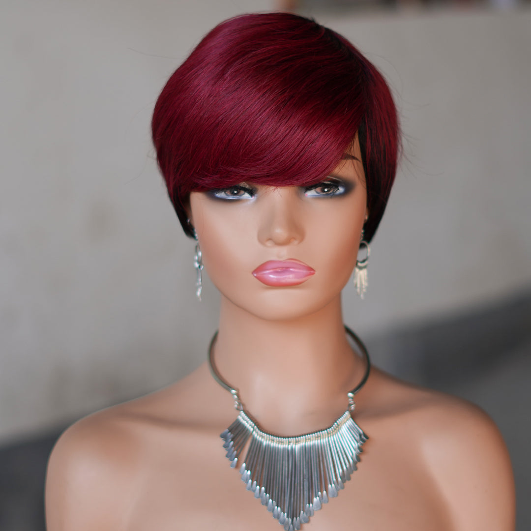 Machine made pixie cut wig---JK9149-#T1B/99---RMB 58