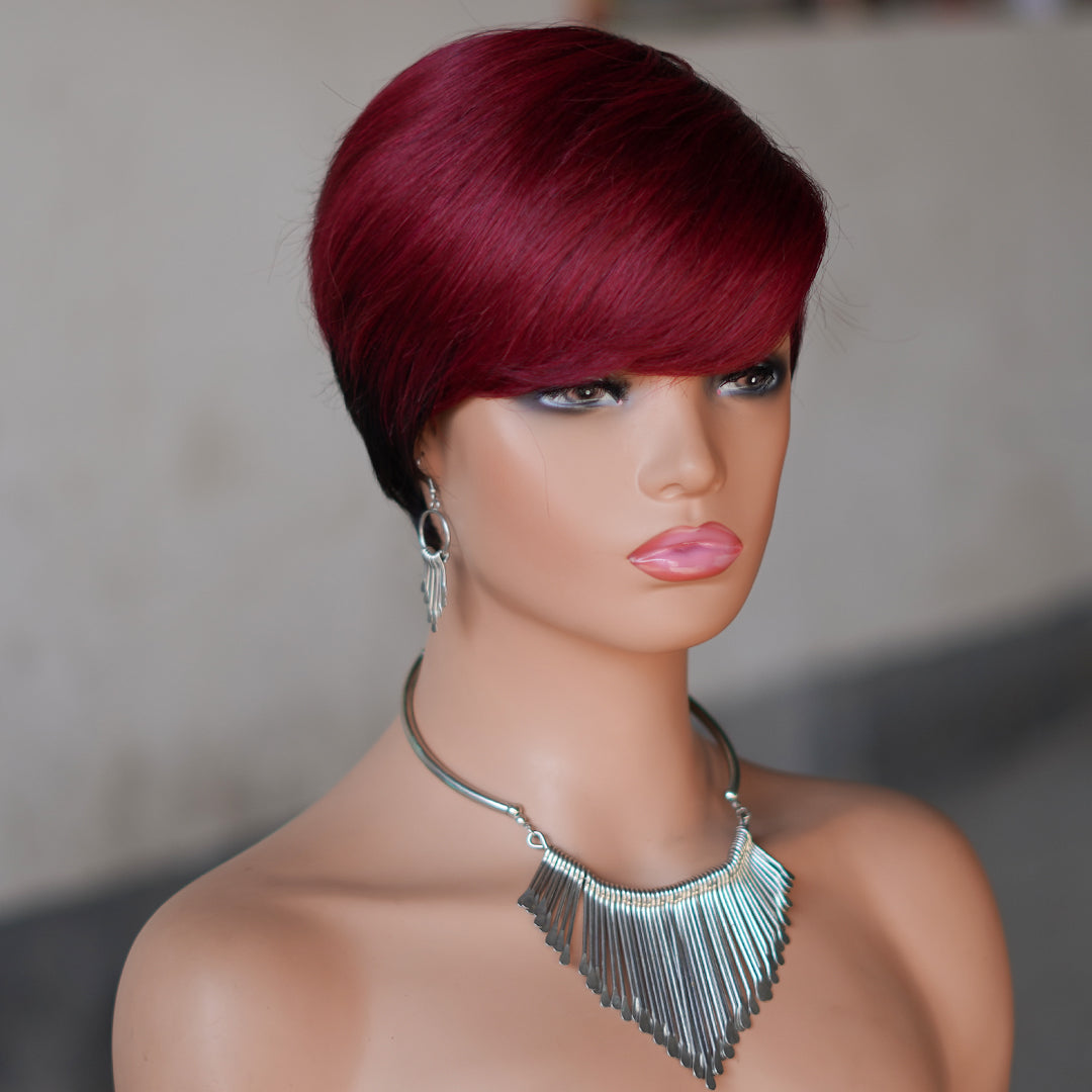 Machine made pixie cut wig---JK9149-#T1B/99---RMB 58