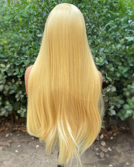 Synthetic lace frontal color wig straight---13*4---light yellow color---pay 1 get 2