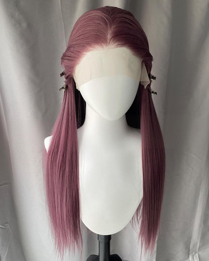 Synthetic lace frontal color wig straight---13*4---Dusty Purple color---pay 1 get 2