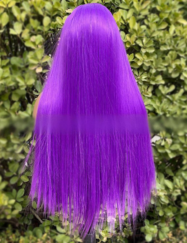 Synthetic lace frontal color wig straight---13*4---light purple color--pay 1 get 2