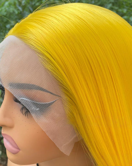 Synthetic lace frontal color wig straight---13*4--- yellow color---pay 1 get 2