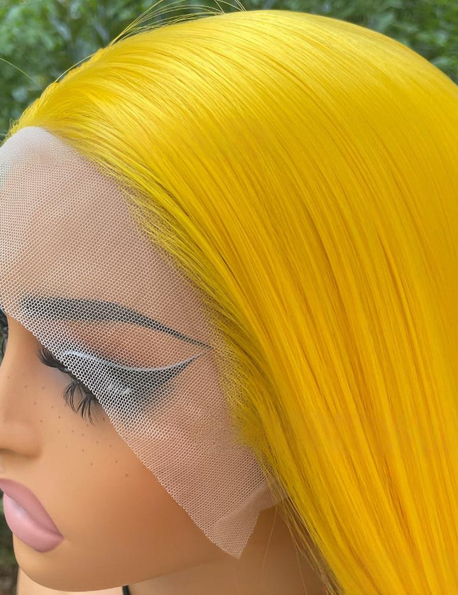 Synthetic lace frontal color wig straight---13*4--- yellow color---pay 1 get 2