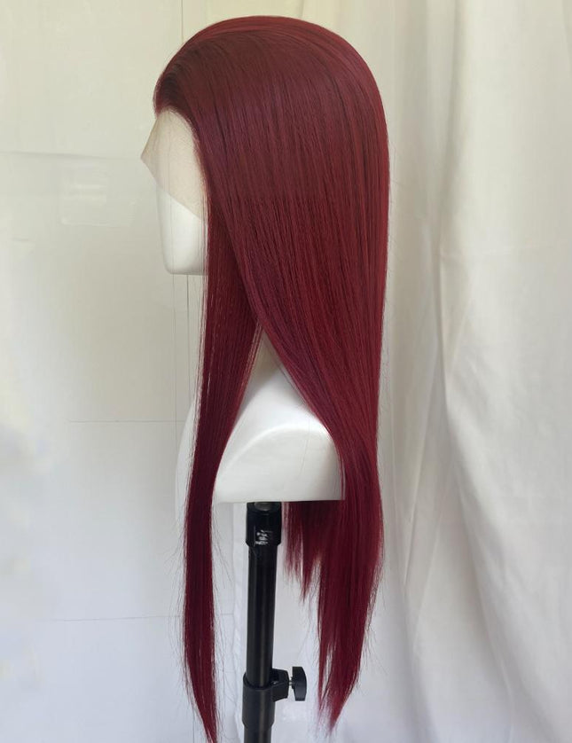 Synthetic lace frontal color wig---13*4---Raspberry Red color