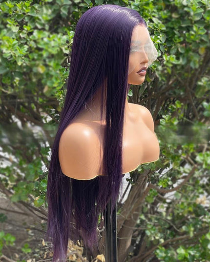 Synthetic lace frontal color wig---13*4---Purple color