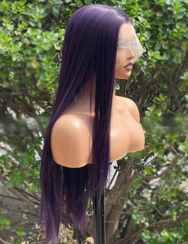 Synthetic lace frontal color wig---13*4---Purple color