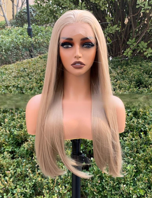 Synthetic lace frontal color wig straight---13*4--- beige color--pay 1 get 2