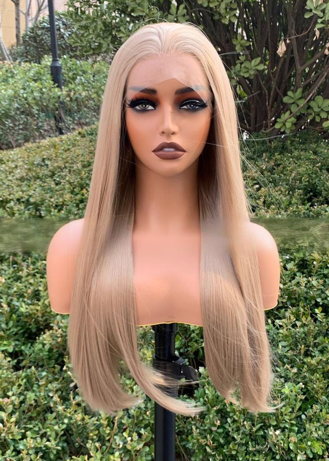 Synthetic lace frontal color wig straight---13*4--- beige color--pay 1 get 2