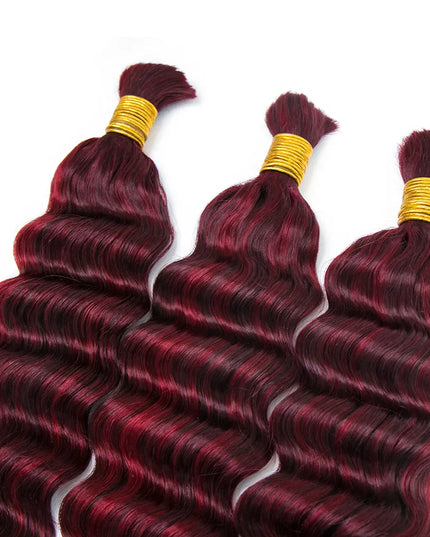 Deep wave  #P 99J/Burg color 15A human hair bulk for braiding
