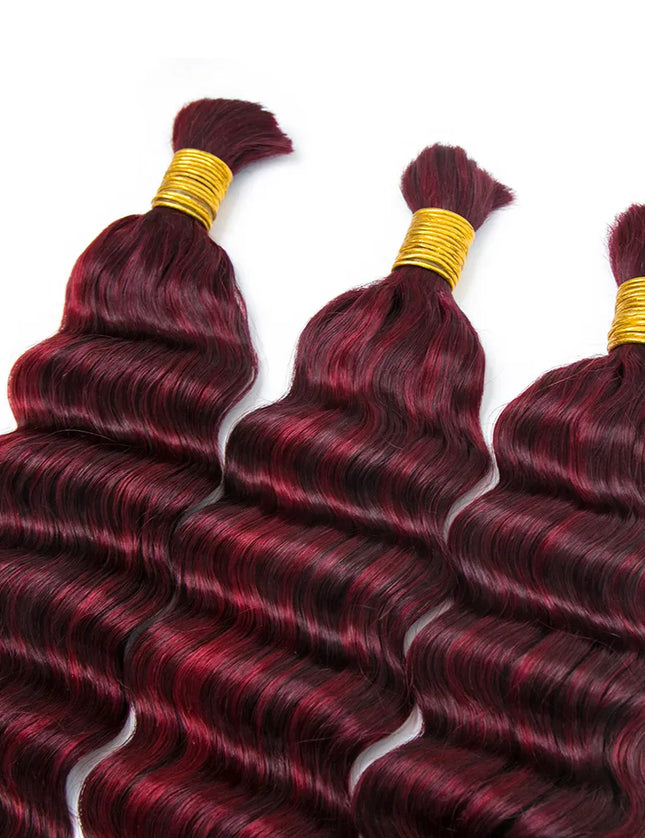 Deep wave  #P 99J/Burg color 15A human hair bulk for braiding