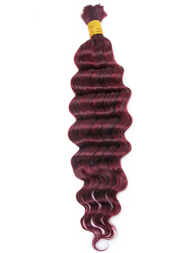 Deep wave  #P 99J/Burg color 15A human hair bulk for braiding