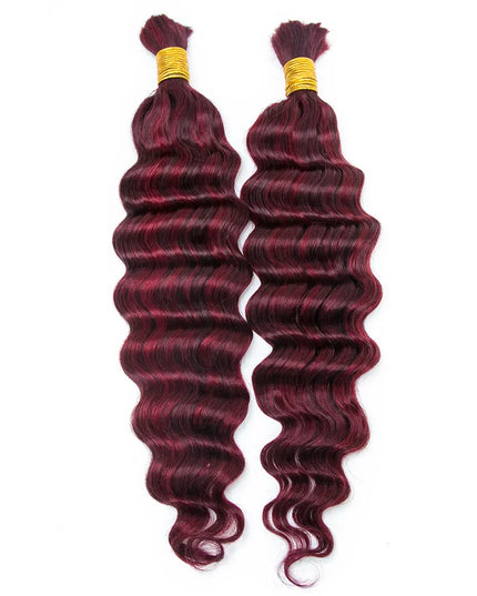 Deep wave  #P 99J/Burg color 15A human hair bulk for braiding