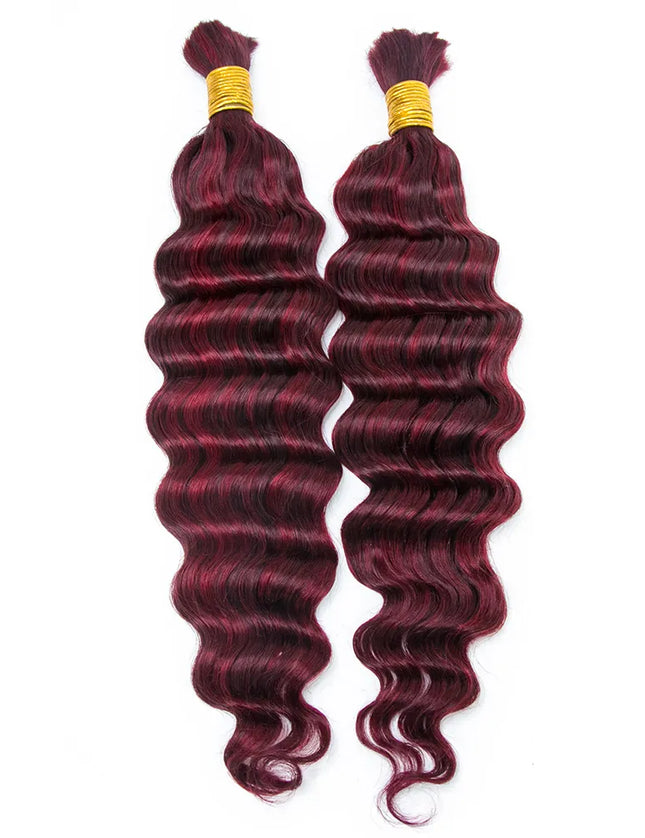 Deep wave  #P 99J/Burg color 15A human hair bulk for braiding
