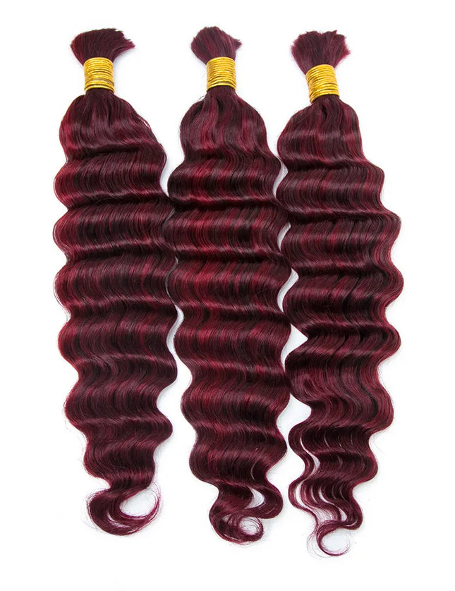 Deep wave  #P 99J/Burg color 15A human hair bulk for braiding