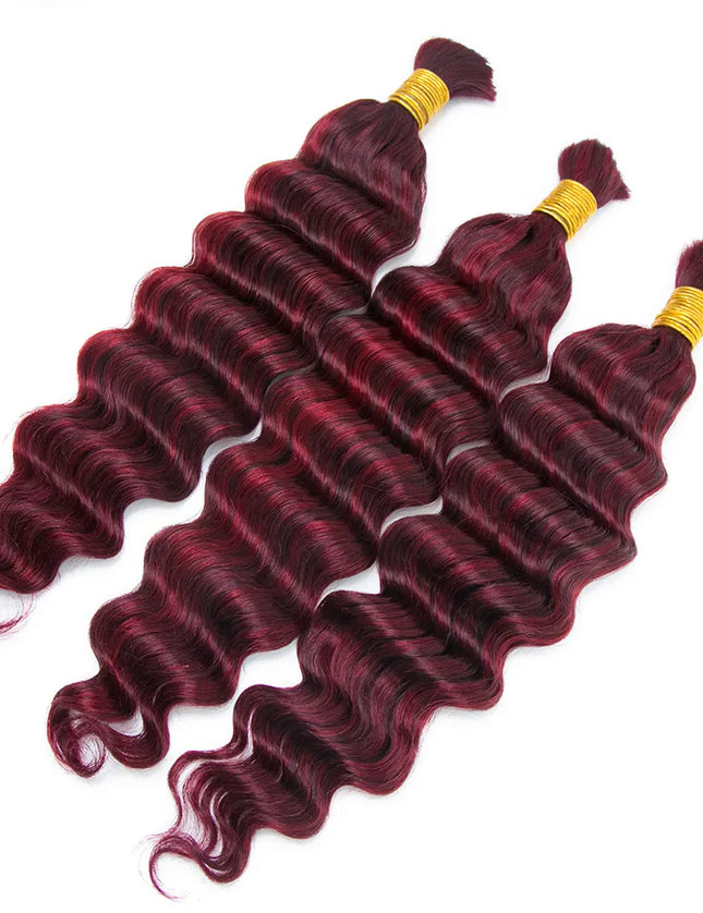 Deep wave  #P 99J/Burg color 15A human hair bulk for braiding