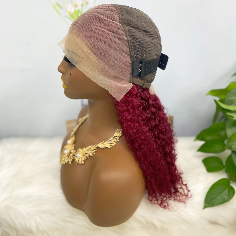 Jerry  curl  color #99j， 13x4 Lace Frontal wig 100% Virgin Human Hair Transparent  LACE Wig 180% density