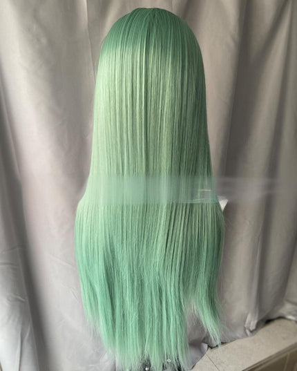 Synthetic lace frontal color wig straight---13*4---mint green color---pay 1 get 2