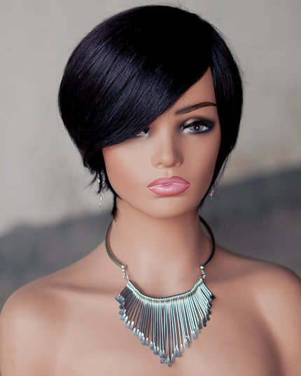 Machine made pixie cut wig---JK9188---#1B-pay 1 get 2
