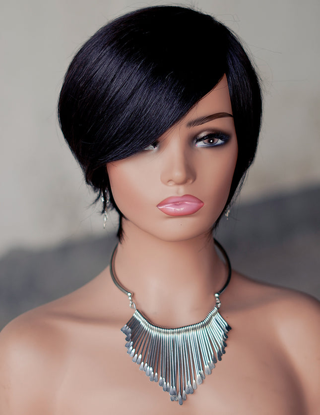 Machine made pixie cut wig---JK9188---#1B-pay 1 get 2