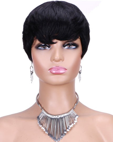 Machine made pixie cut wig--JK9047---#1B----pay 1 get 2