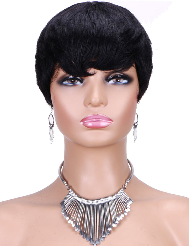 Machine made pixie cut wig--JK9047---#1B----pay 1 get 2