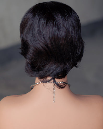 Machine made pixie cut wig---#1B ---JKF661---pay 1 get 2