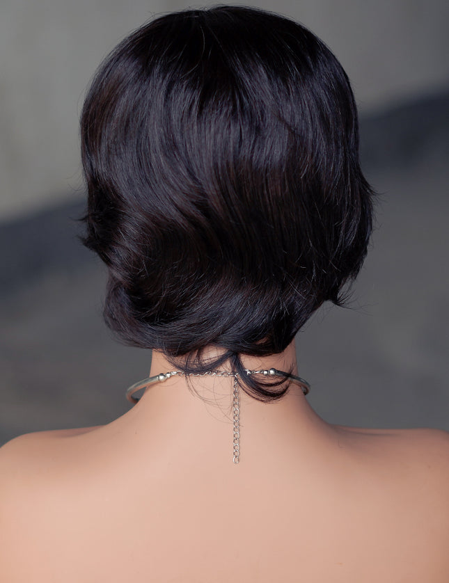 Machine made pixie cut wig---#1B ---JKF661---pay 1 get 2