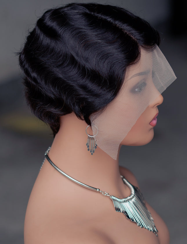 Pixie Cut Wig 13*4*1 lace part ---JK9012T-1B#